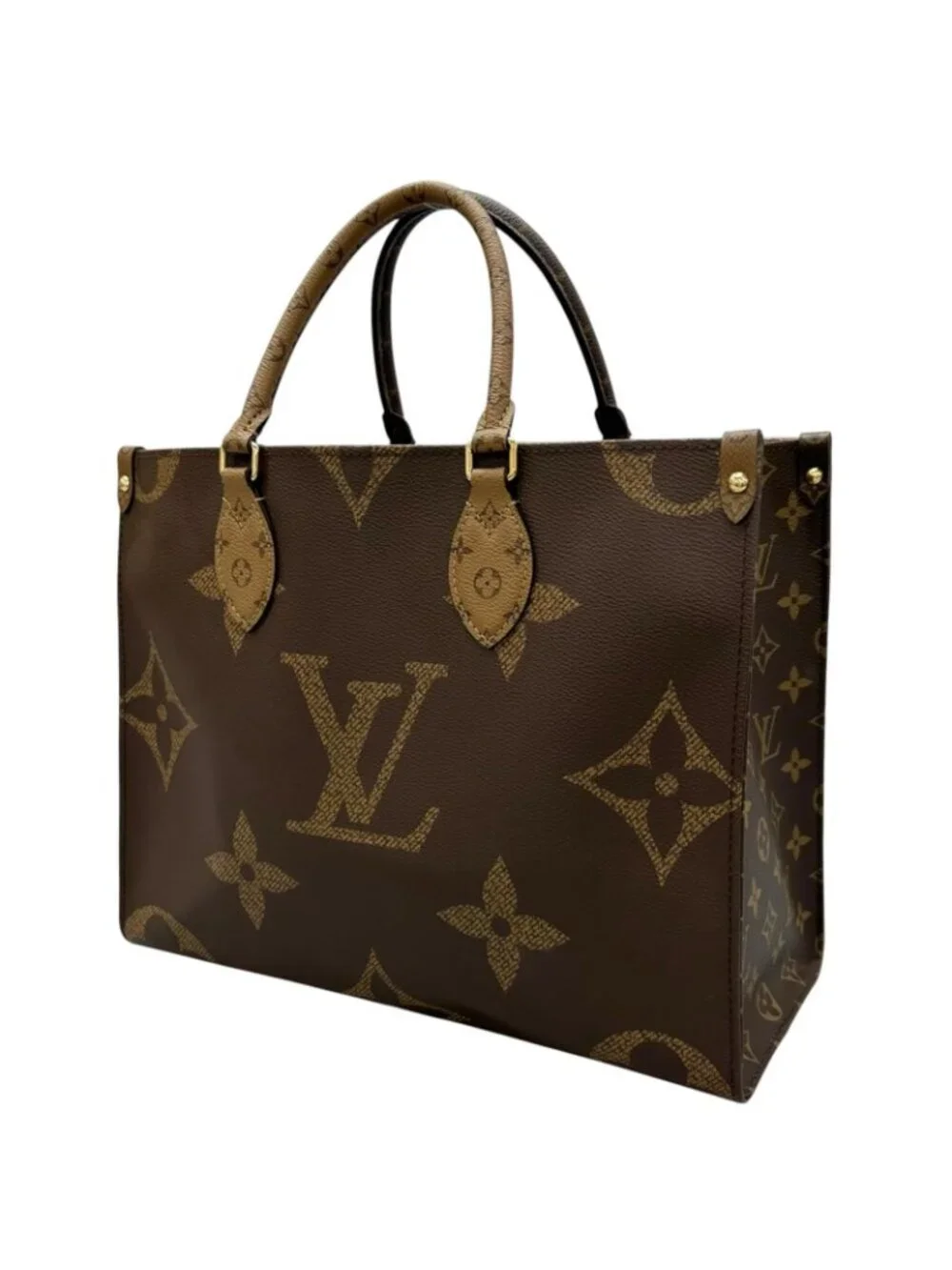 Louis Vuitton On The Go MM Tote Bag Brown Reverse Monogram Giant